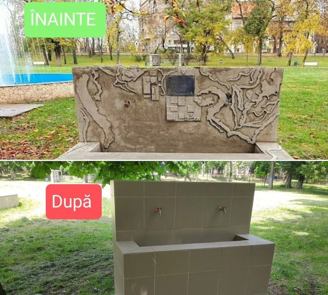 Fântână transformată în operă de artă, placată cu gresie: „Îmi vine să urlu, dar sunt fără cuvinte” FOTO