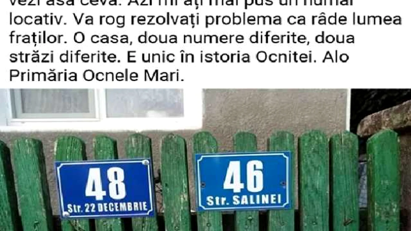 Casa din Ocnele Mari - Vâlcea cu două numere locative alocate unor străzi diferite - din Ocnele Mari - Vâlcea Foto Adrian Pană