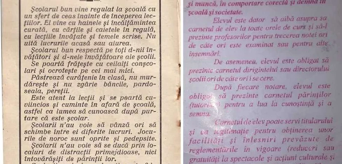 Extras din carnetul şcolarului de acum 100 de ani şi de astăzi, cu obligaţii, Foto: AdevărulImagine