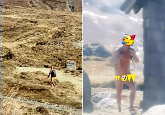 Turistul despuiat a fost rurprins la Vârful Omu. FOTO Salvamont România