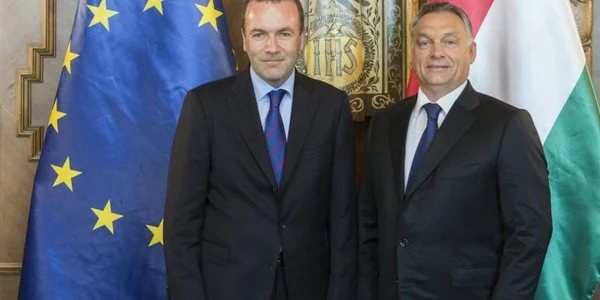 Manfred Weber si Viktor Orban FOTO EPA-EFE