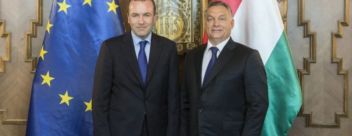 Manfred Weber si Viktor Orban FOTO EPA-EFE