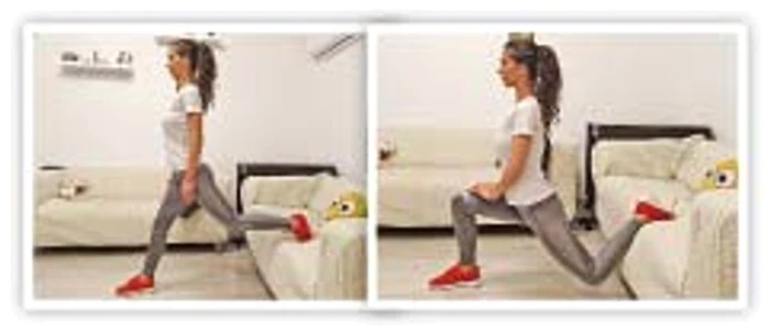 Pentru picioare. Cu un picior pe sol şi unul sprijinit pe canapea, flexează piciorul de sprijin, apoi revino la poziţia iniţială. După câteva repetări, schimbă piciorul.