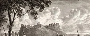 Ilustrație reprezentând Citadela din Homs, la sfârșitul secolului al XVIII-lea, de Louis François Cassas (© Wikimedia Commons)