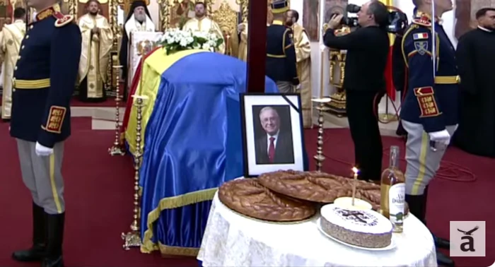 Slujba de înmormântare a lui Ion Iliescu FOTO: captura video Adevărul