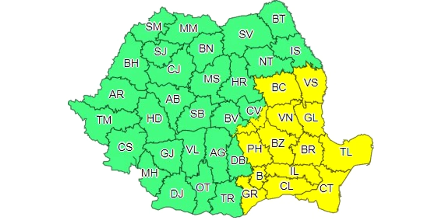 Vor mai fi intensificări ale vântului local în estul ţării. Foto: Meteo România