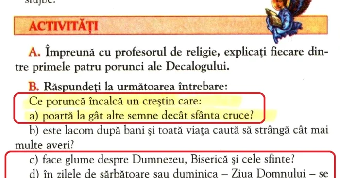 Asociaţia reclamă faptul că unele manuale de religie susţin că este păcat să mergi duminica la film                                                            Foto: asur.ro