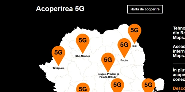 Harta acoperire Orange 5G Romania