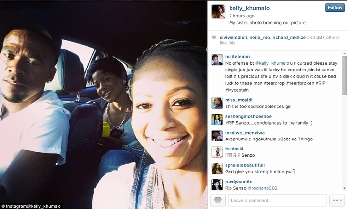 Kelly Khumalo a postat pe Twitter această fotografie cu câteva ore înainte ca fotbalistul să fie ucis