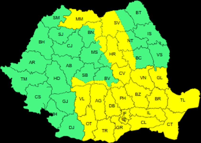 Ploi torențiale și vijelii în peste jumătate din țară. Harta județelor vizate de avertizarea ANM