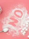 word no made sugar cup coffee pink background flat lay jpg