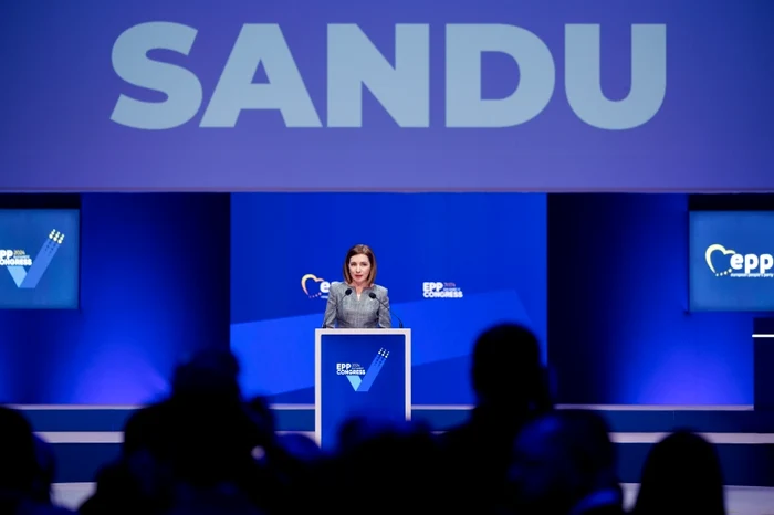 Președintele Maia Sandu a susținut un discurs în timpul Congresului PPE. FOTO: Presedinte.md