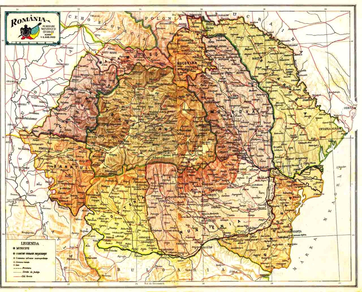 Harta României Mari (© Muzeul Naţional al Hărţilor şi Cărţii Vechi / Muzeul Naţional Cotroceni / Getty Images)