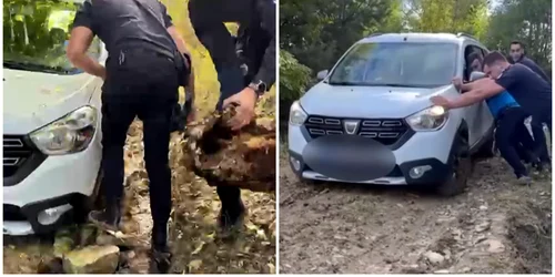 O familie din jud Covasna, cu cinci copii, a rămas blocată pe un drum forestier din comuna Bisoca, Buzău FOTO captura video