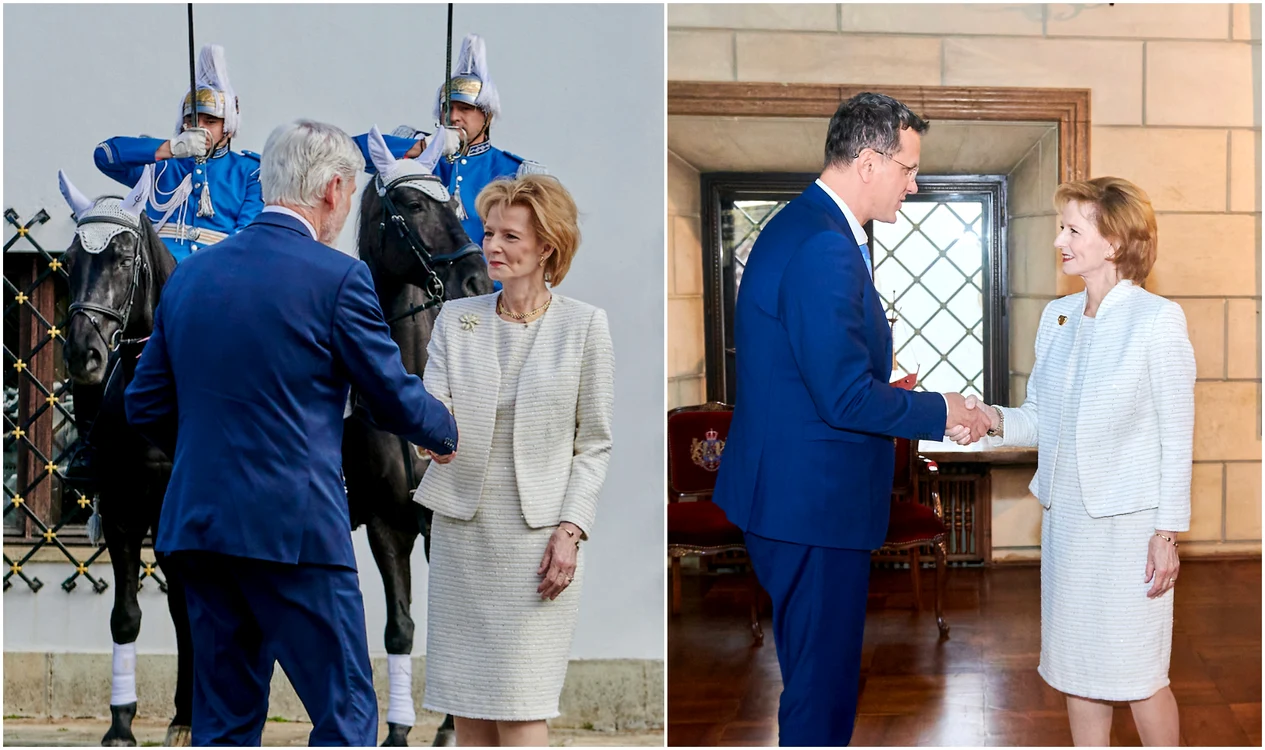Majestatea Sa Margareta își reciclează ținutele, aici în compleu alb cu fir strălucitor jpg