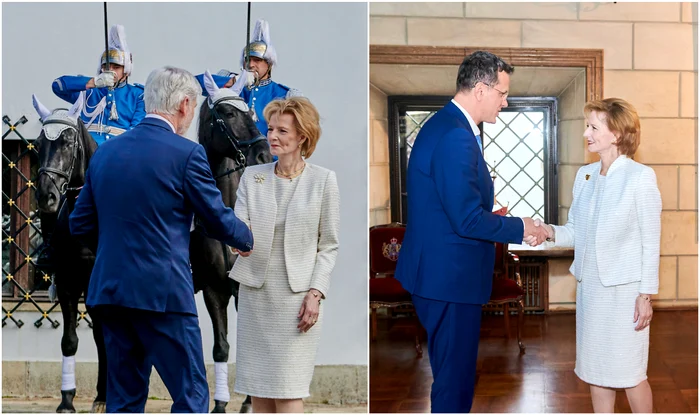 Majestatea Sa Margareta își reciclează ținutele, aici în compleu alb cu fir strălucitor jpg
