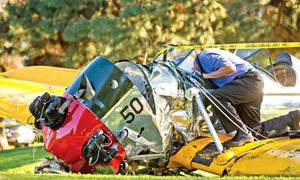 2015 Scapă cu viaţă după  o aterizare forţată  la bordul avionului  Ryan PT 22 Recruit,  după ce i se opreşte  motorul la peste  250 m înălţime jpeg