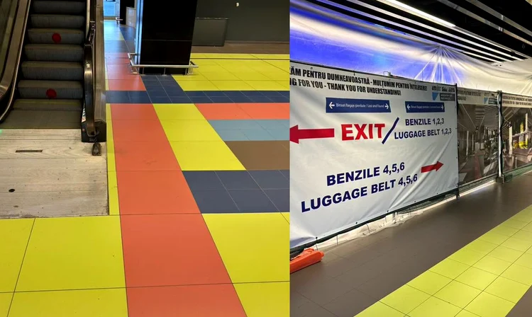 Noul design al Aeroportului Otopeni, cu pardoseli în culori puternice și forme geometrice