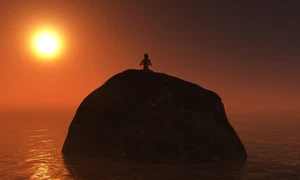 woman sitting rock sunset jpg