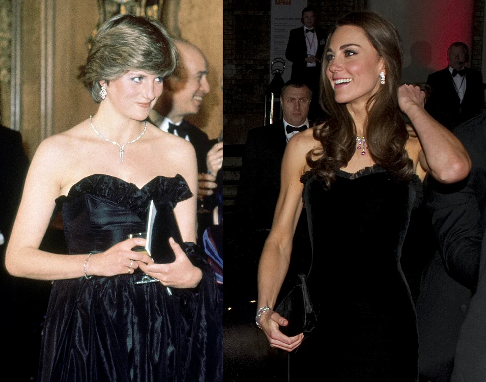 Prințesa Diana (stânga) și Kate Middleton (dreapta)