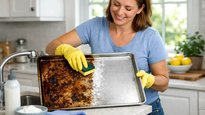 Cum să cureți tăvile de copt arse cu două ingrediente banale.