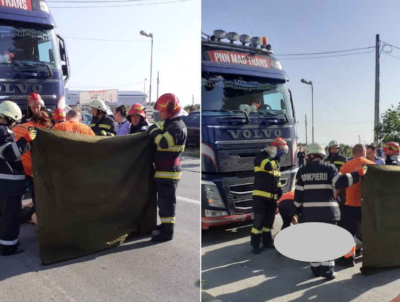 Femeie prinsă sub roțile unui TIR. A traversat prin loc nepermis o arteră extrem de tranzitată