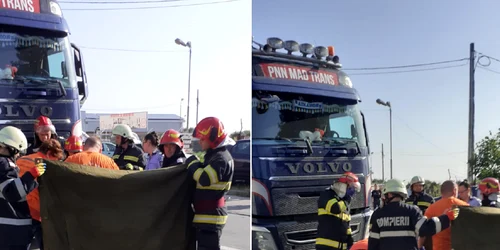 Călcată de TIR în Drăgășani pentru că a traversat neregulamentar o femeie a murit Foto ISU Vâlcea