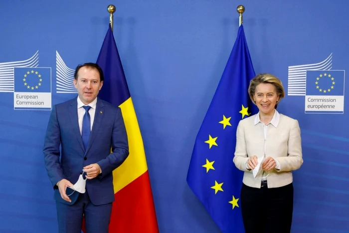 Prim-ministrul României, Florin Cîţu, şi preşedinta Comisiei Europene, Ursula von der Leyen. FOTO: Facebook/ Florin Cîţu