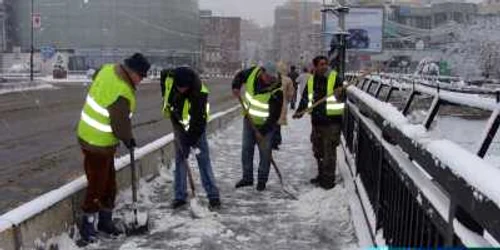 Lucrătorii de la DADP înlătură zăpada 