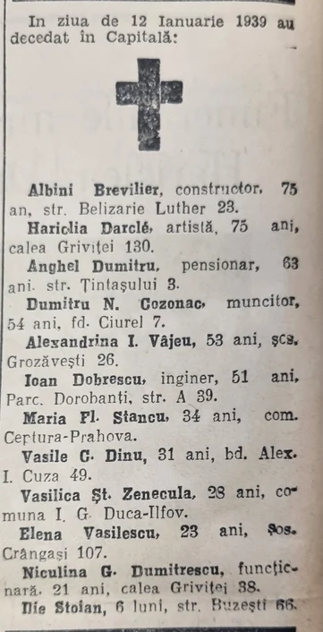 Anunțul morții Arhivele Naționale ale României