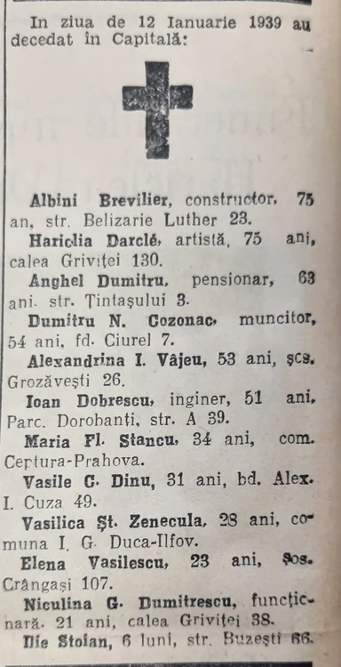 Anunțul morții Arhivele Naționale ale României