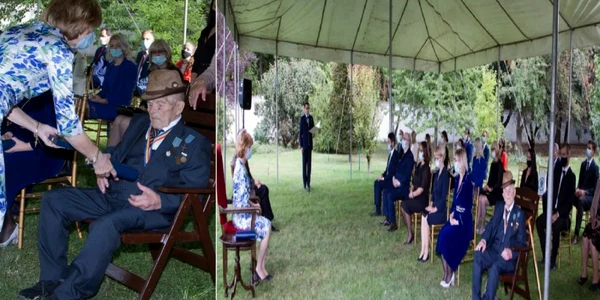 Veteranul de război Constantin Herţoiu de 106 ani din Câineni - Vâlcea - cea mai în vârstă personalitate decorată de Casa Regală Foto colaj romaniaregala ro