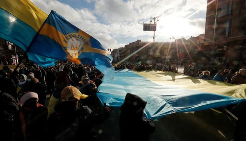 Manifestaţie anti-război Kiev - 12 feb 2022 / FOTO EPA-EFE