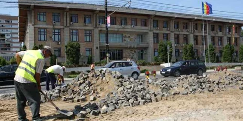 Şantier în centrul Iaşiului