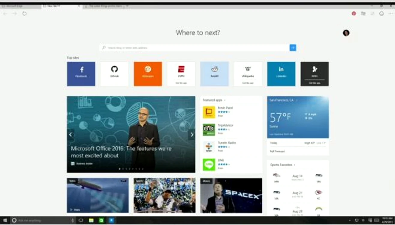 În Windows 10, Microsoft Edge este browser-ul de Internet standard. Testerii spun că funcționează foarte bine