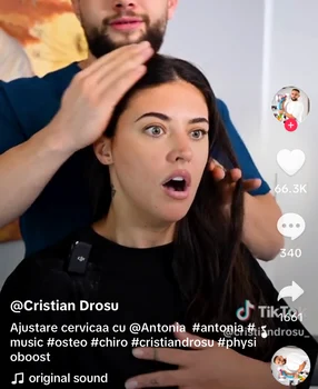 „Noi astăzi o să ne focusăm pe musculatura suboccipitală, fix din spatele cervicalei, musculatura trapezului superior și musculatura gâtului...", i-a spus terapeutul Antoniei