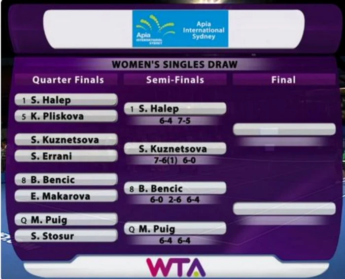 Tabloul semifinalelor de la Sydney Open