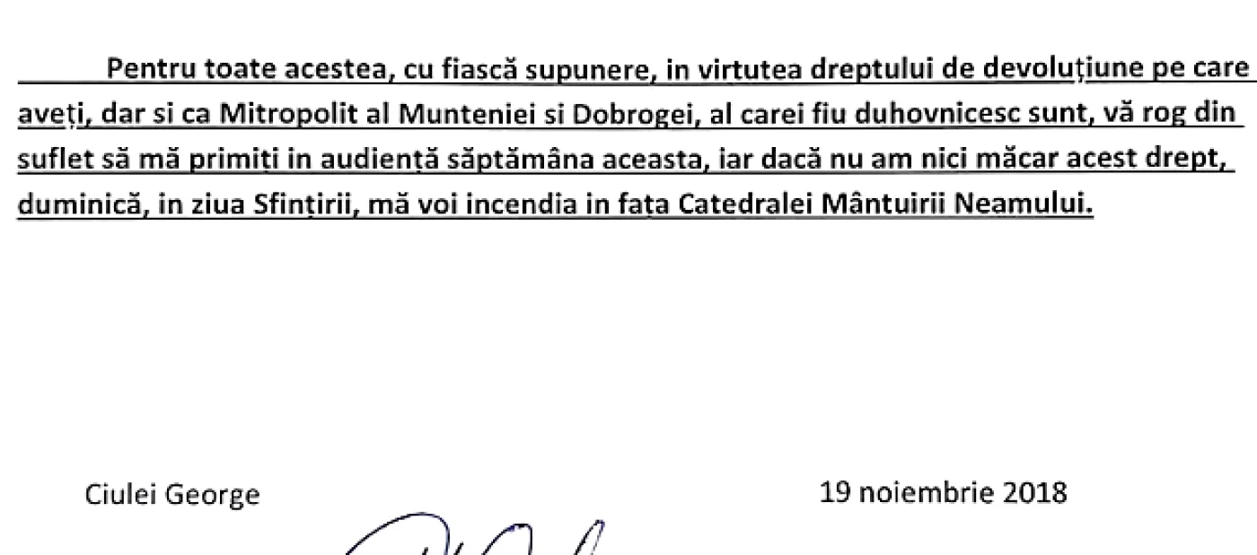 Adresa pr Ciulei către patriarh