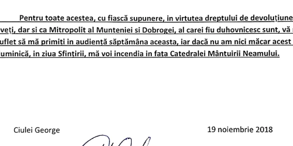 Adresa pr Ciulei către patriarh