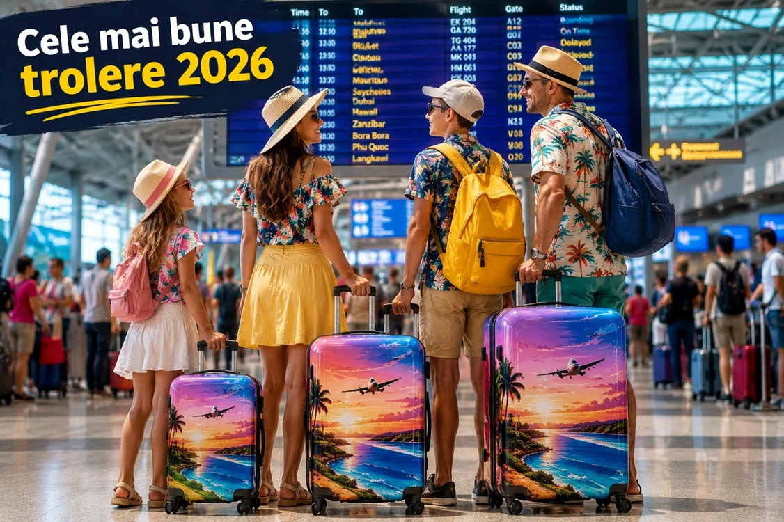 Familie în aeroport cu set de trolere înaintea unei vacanțe /DMS-GhidulCumpărătoruluiAdevărul