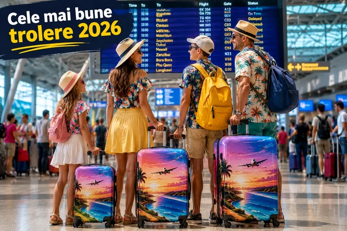 Familie în aeroport cu set de trolere înaintea unei vacanțe /DMS-GhidulCumpărătoruluiAdevărul