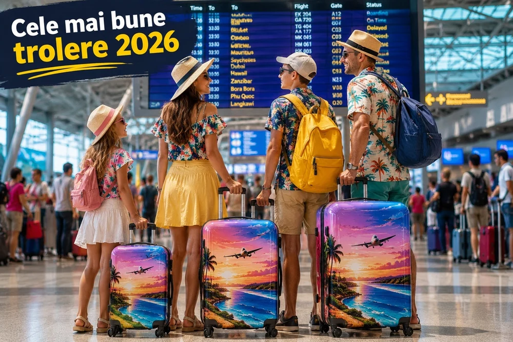 Cele mai bune trolere 2026: cum alegi corect și eviți taxele la bagaj – de la bagajul gratuit Wizz Air până la valizele mari pentru vacanțe în familie