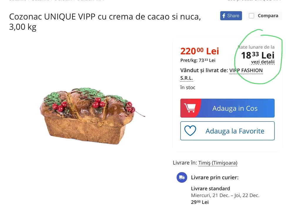 Cu mai puțin de 19 lei  pe lună îți iei  cozonac de 220 de lei