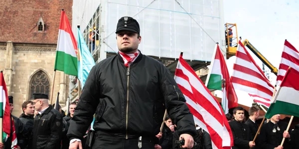 Csibi Barna a fost cercetat de poliţişti şi la manifestaţiile similare de anul trecut. FOTO: Lorand Vakarcs
