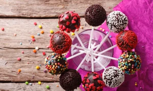 44755792   delicious holiday colored cake pops in a glass  horizontal top view jpeg