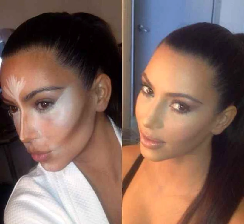 Kim Kardashian le-a arătat fanilor cum se desfăşoară o şedinţă de machiaj pentru ea. (Foto: Twitter)