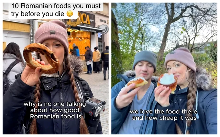 Doi vloggeri americani, impresionați de mâncarea românească / FOTO: Colaj captură video Instagram