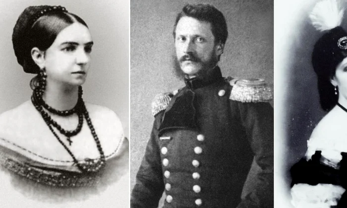 Maria Obrenovici, Alexandru Ioan Cuza și Elena Cuza (© Wikimedia Commons)