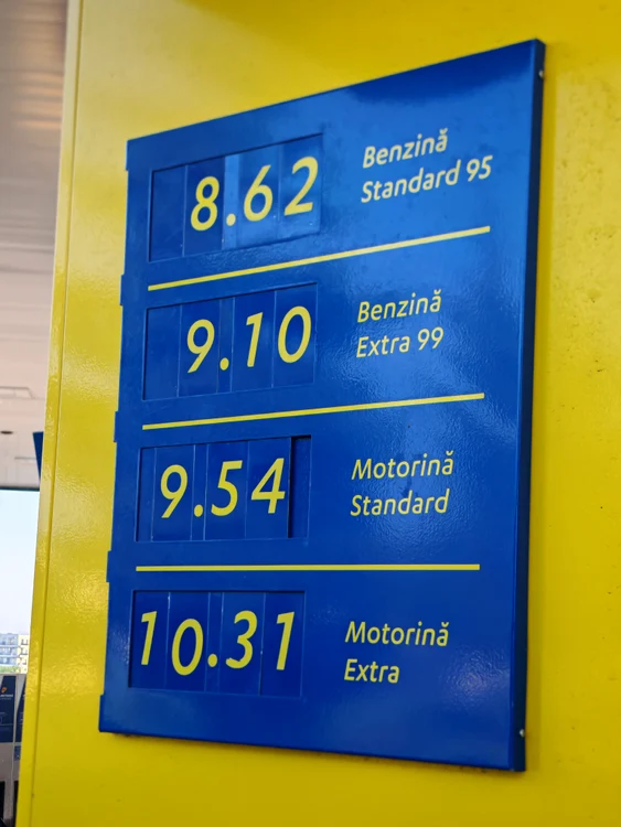 Panou cu prețurile carburanților