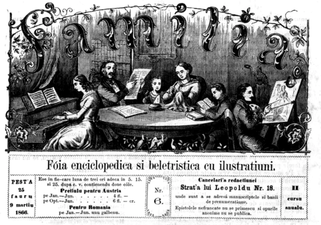 Revista Familia din 1866 care apărea la Pesta
